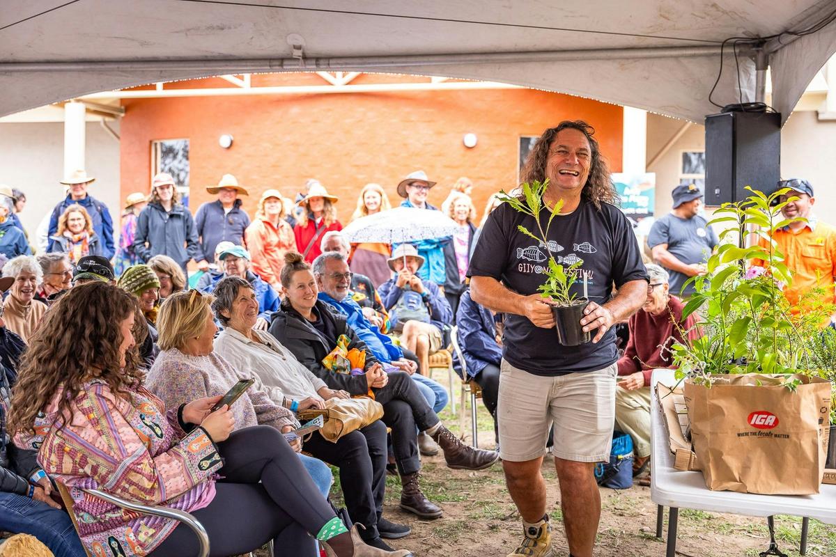 Clarence Slockee delivering a native plants workshop.