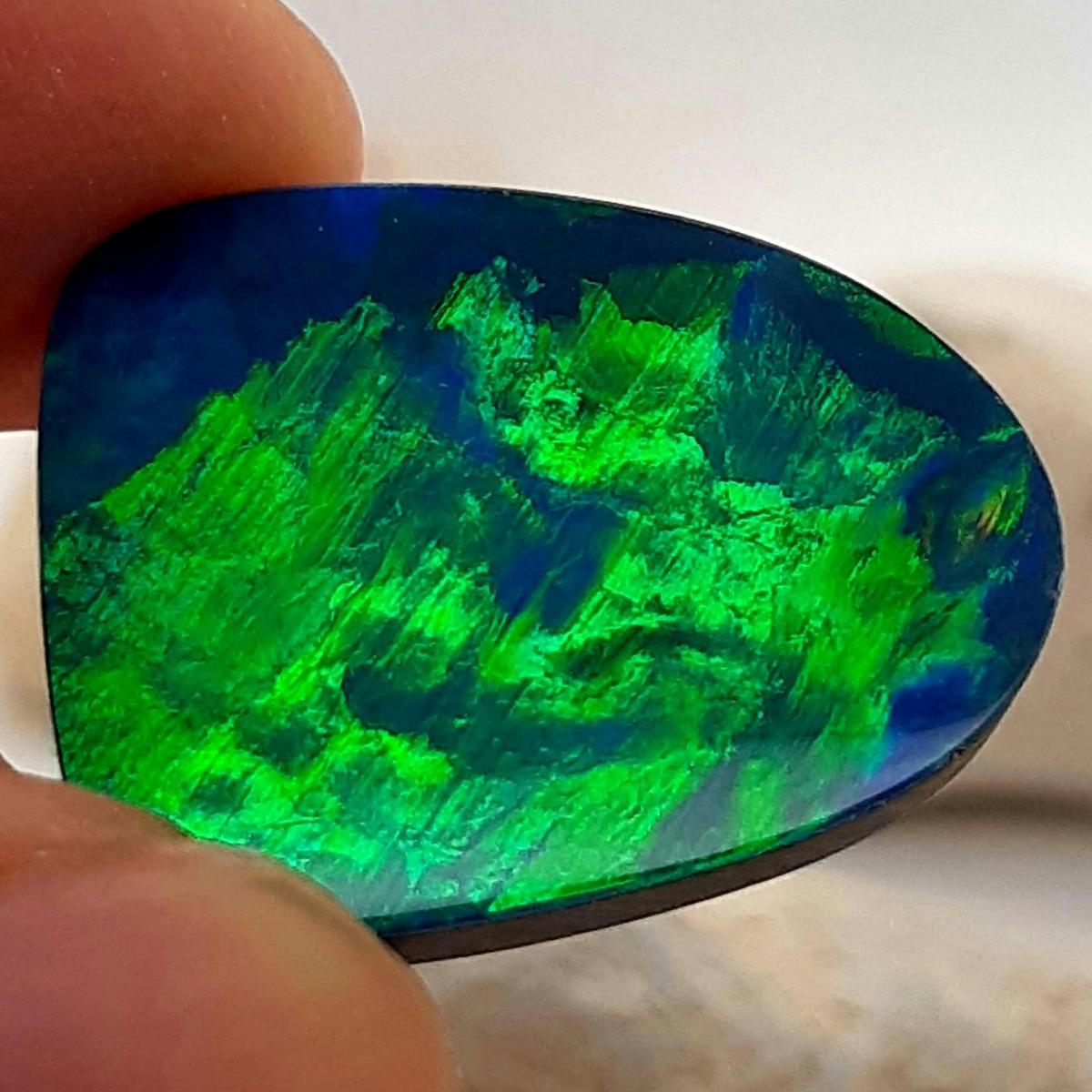 Blue and Green Australian Fire opal from Lightning Ridge