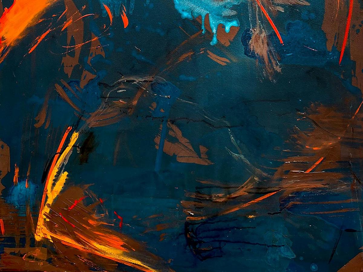 Detail: Judy Trick: Embers, 2026. Mixed media on canvas.100x100cm.