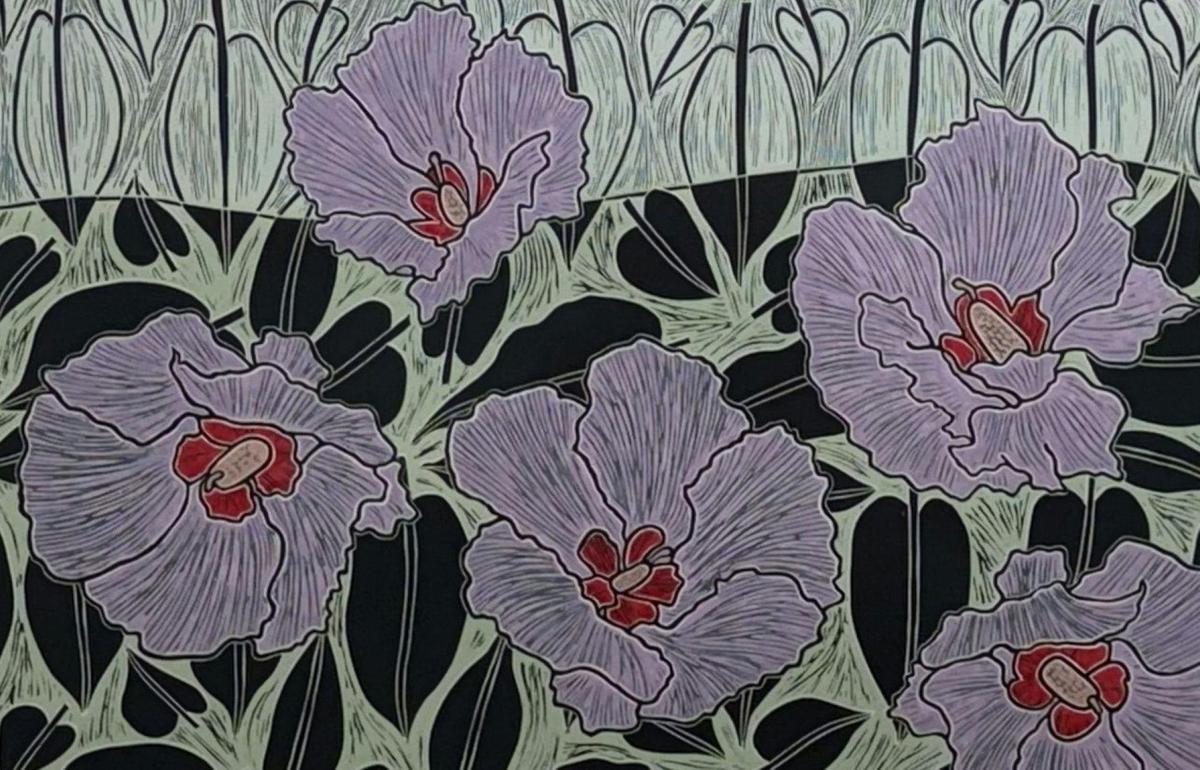 Details of relief block print