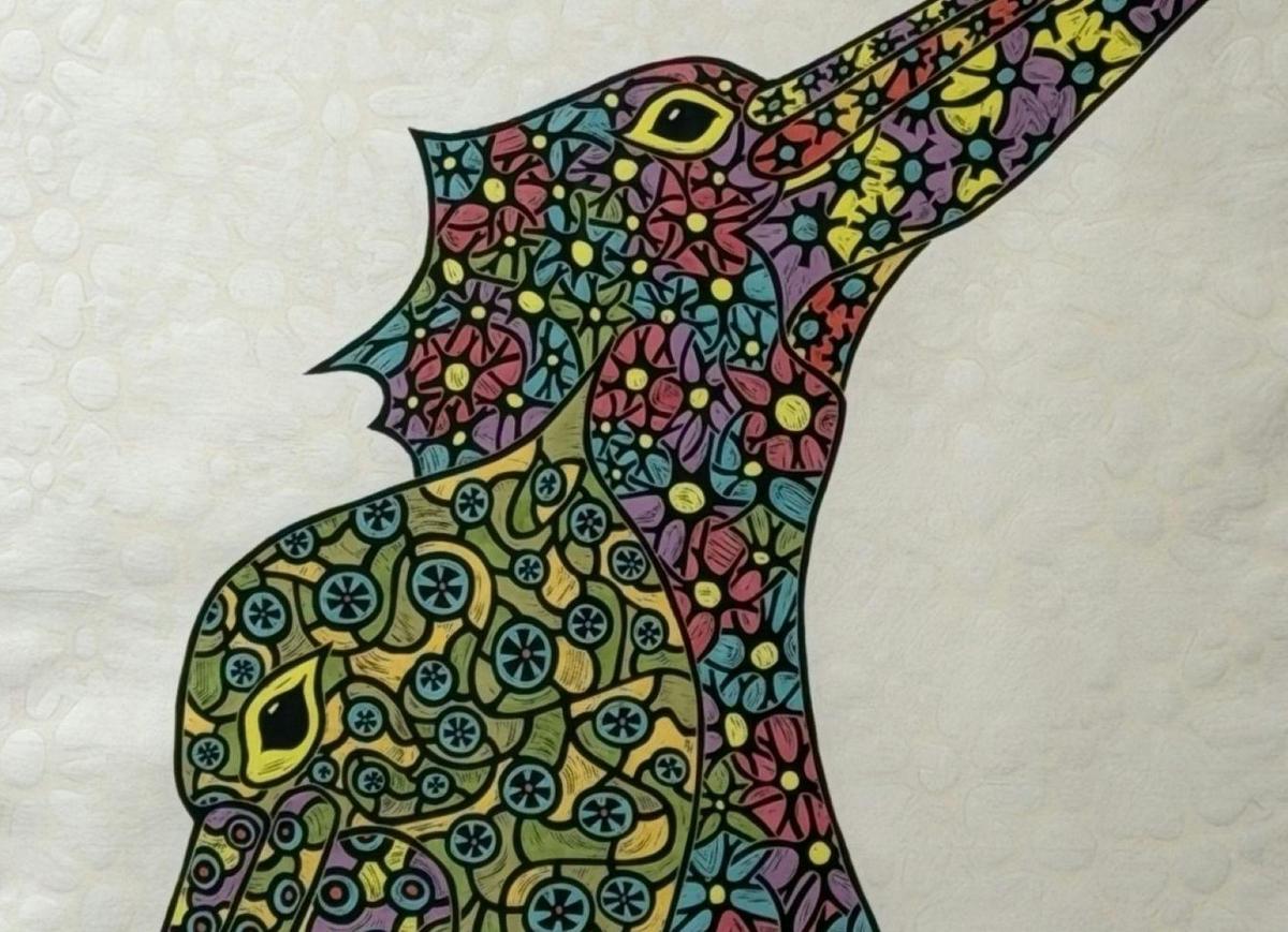 Detail of relief block print
