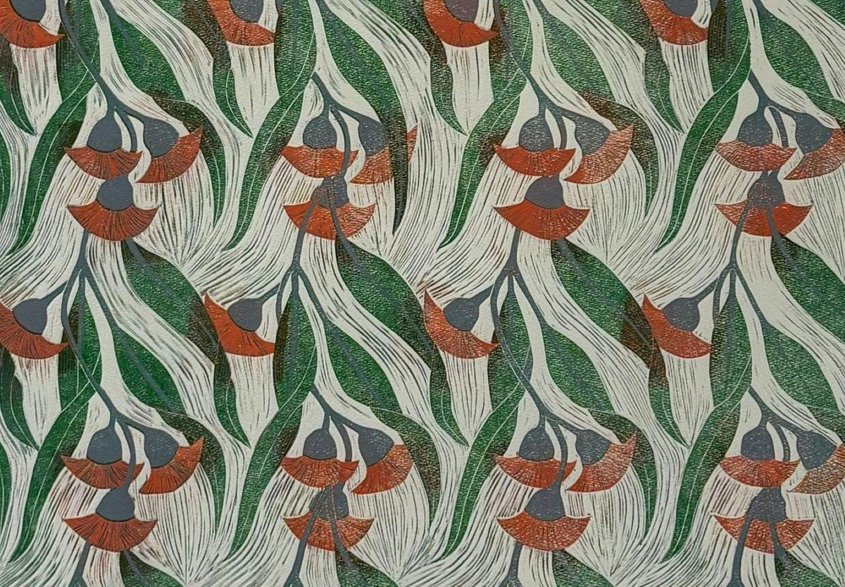 Detail of relief block print