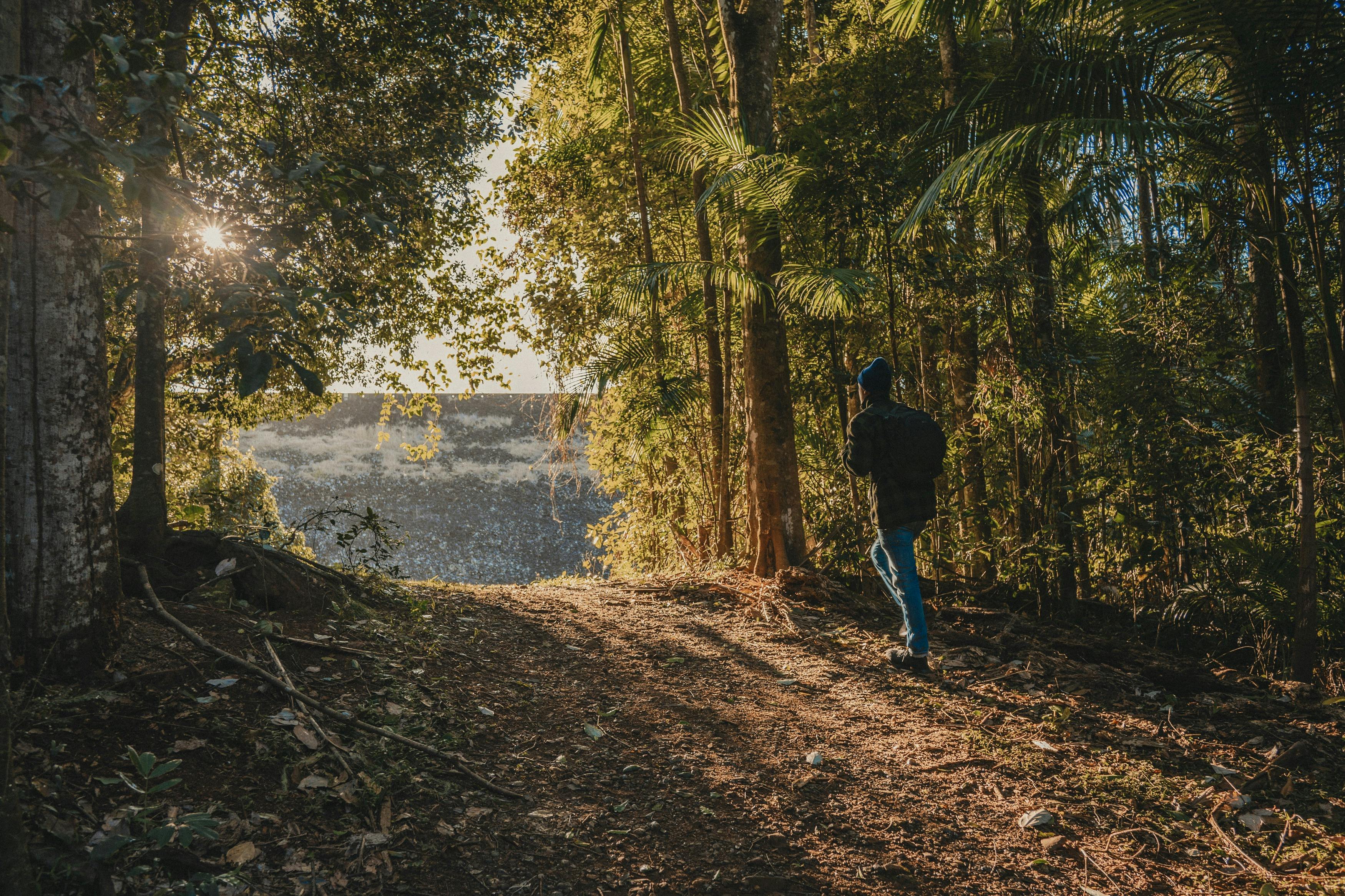 Man walking the trails