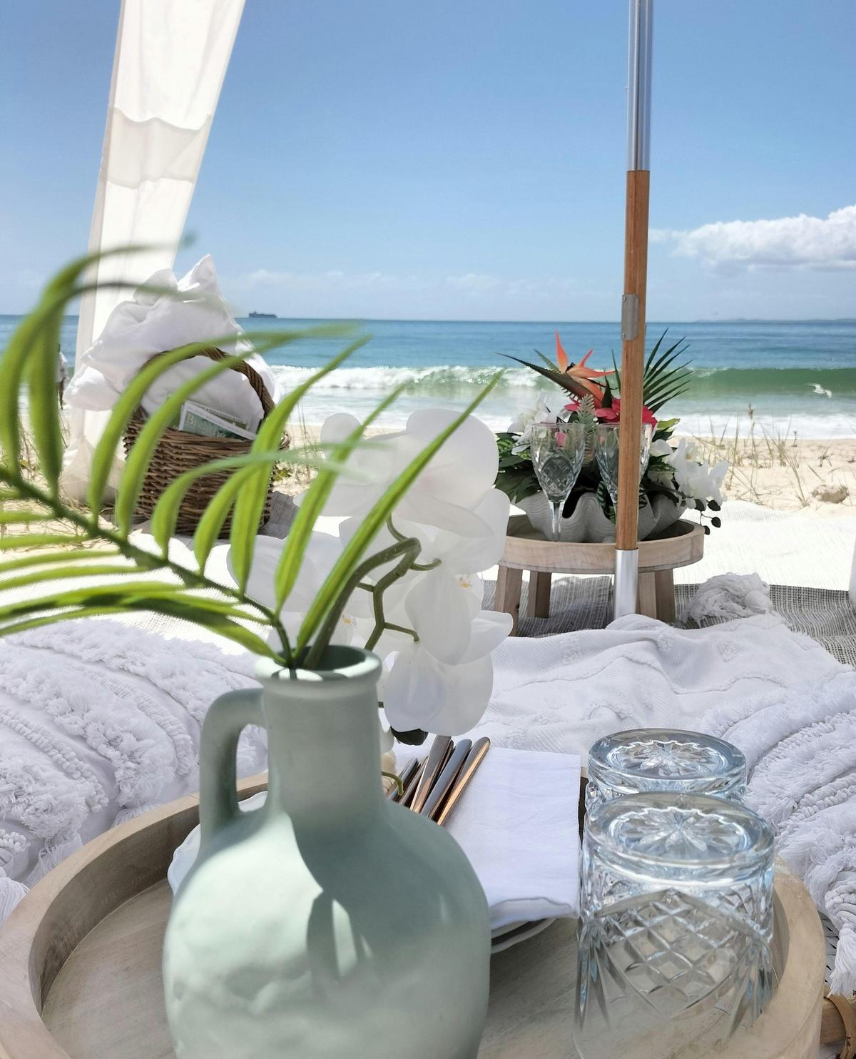 The view from under the Luxury Canbana on Woorim Beach Bribie Island