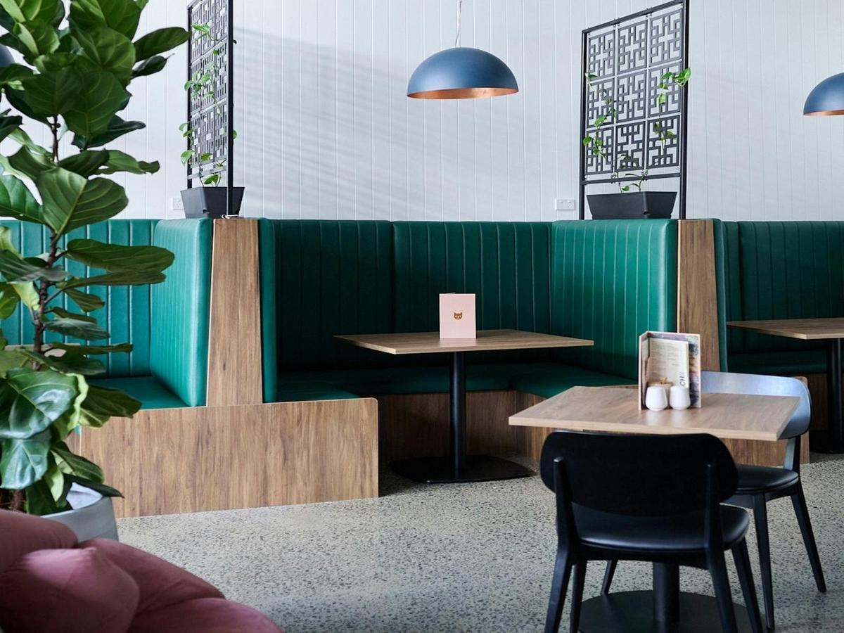 Tall, comfortable booths for a party