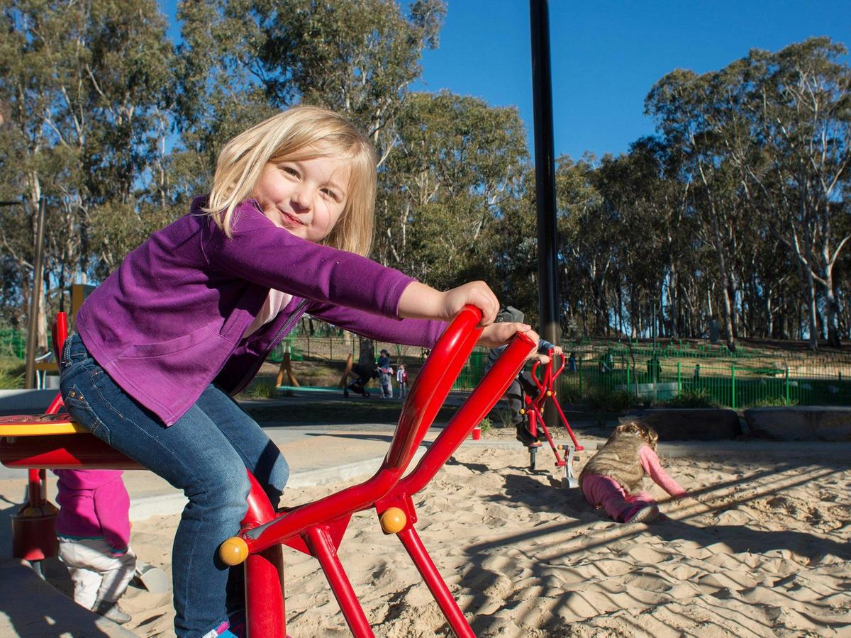 Ride a digger at the Boundless Playground