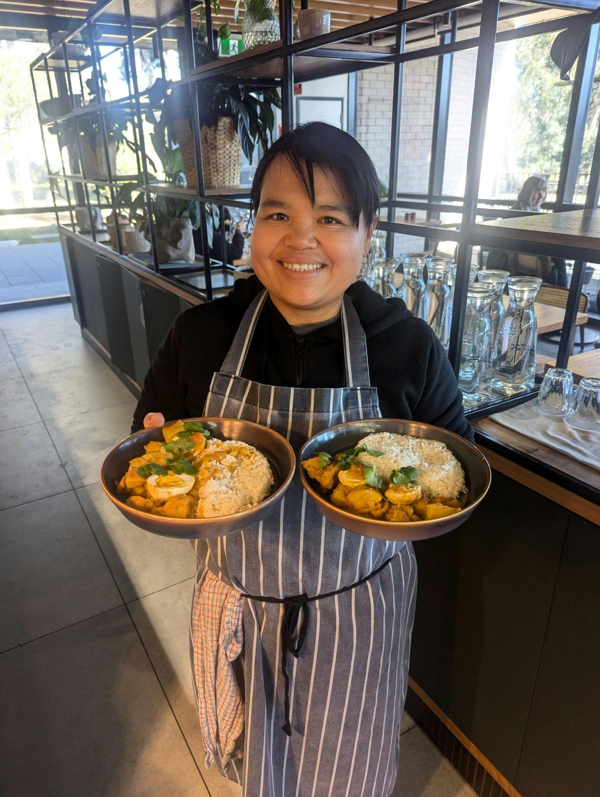 Chef Kyi Kyi with her Mynamar Curry Special
