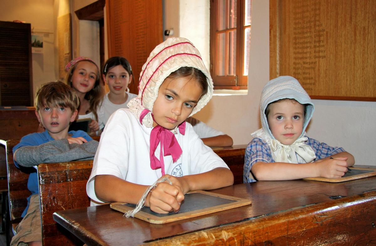 Hard at work- in St John's Schoolhouse