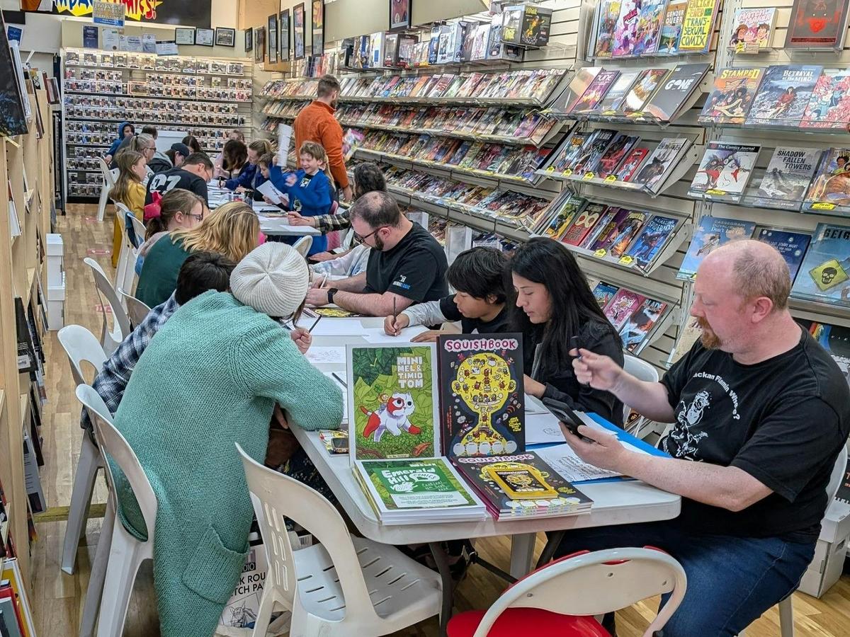 Drawing Sessions at Impact Comics - David Blumenstein of Squishface Studio leads a workshop
