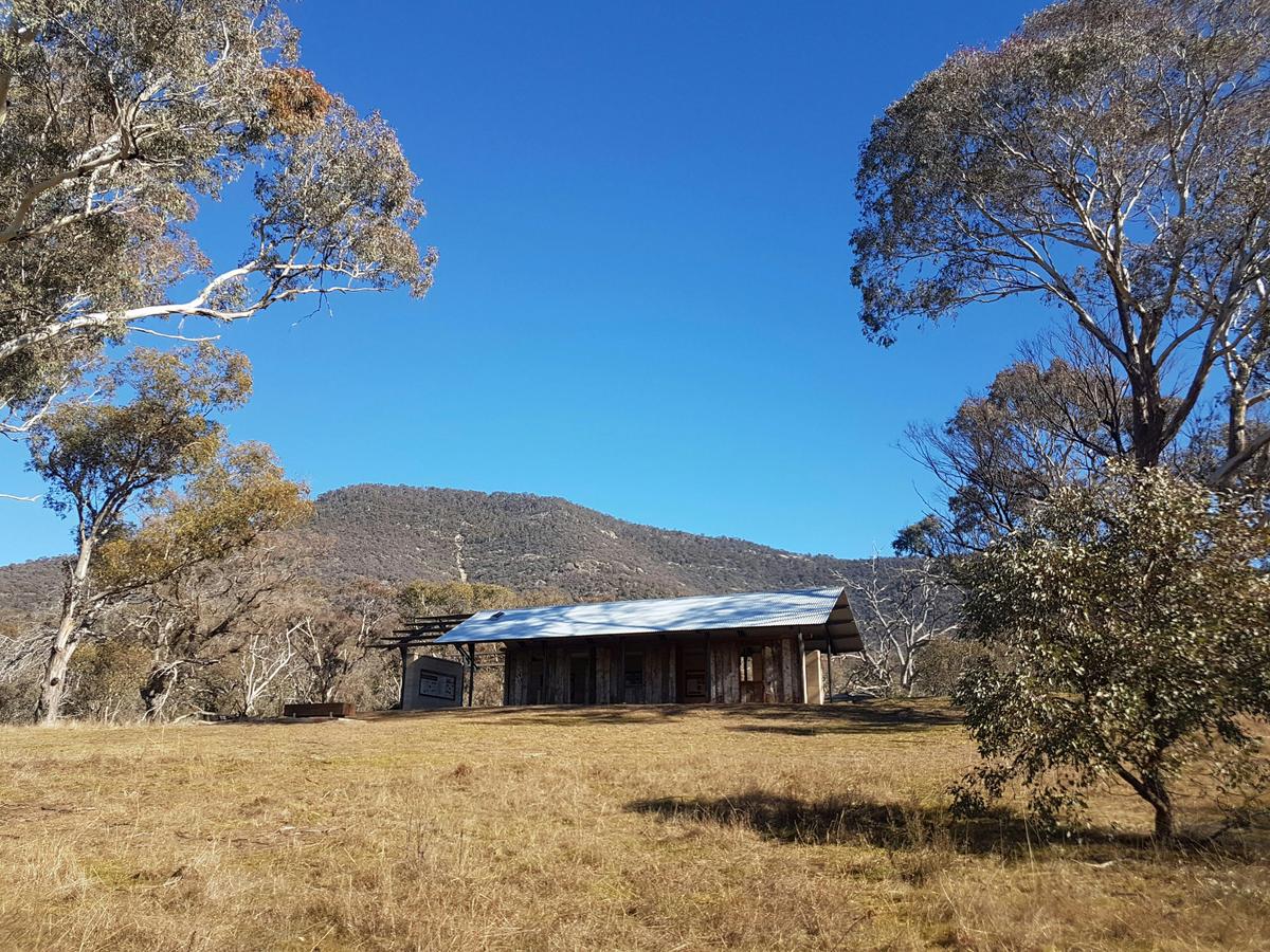 Mt Tennent and the interpretation shelter known as Gudgenby In A Box. Photo: Mel Barton