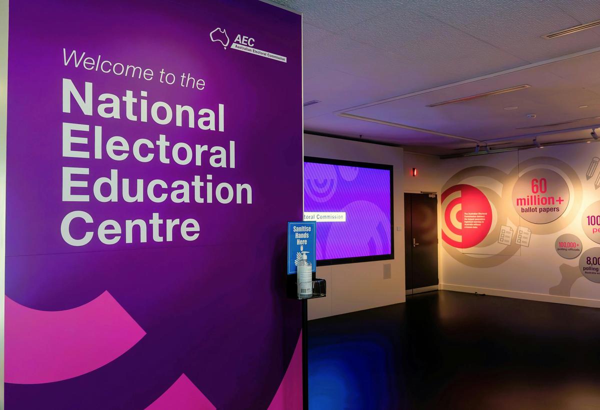 Welcome to the National Electoral Education Centre entrance sign