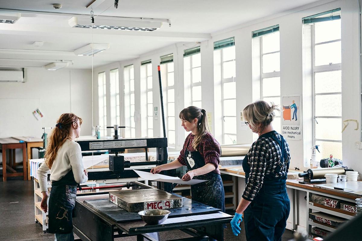 Artists working in the Megalo press studio