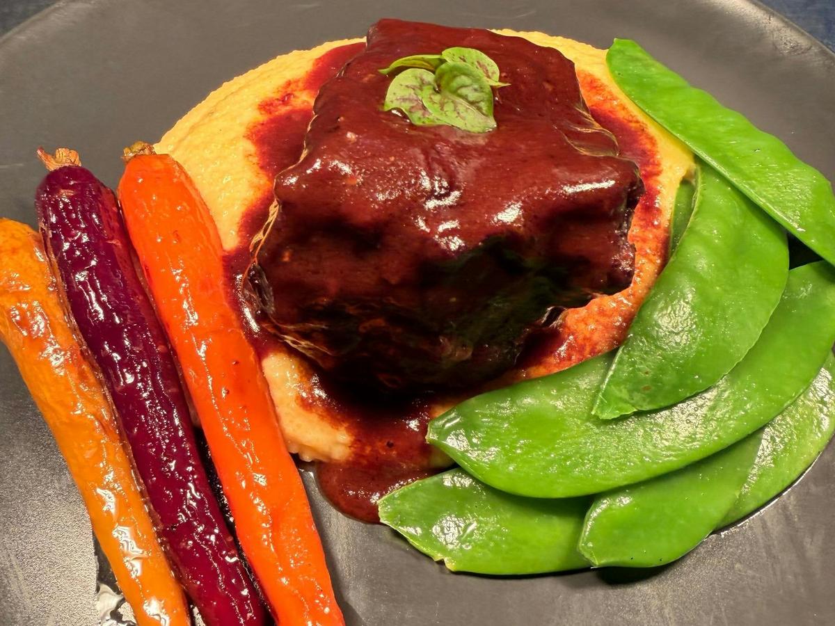 Cook for a Cause: Braised Beef Cheek, Creamy Polenta, Snow Peas and Dutch Carrots
