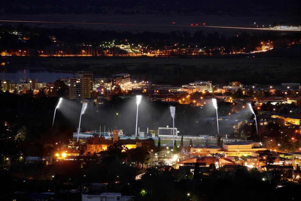 Manuka Oval lights up the night