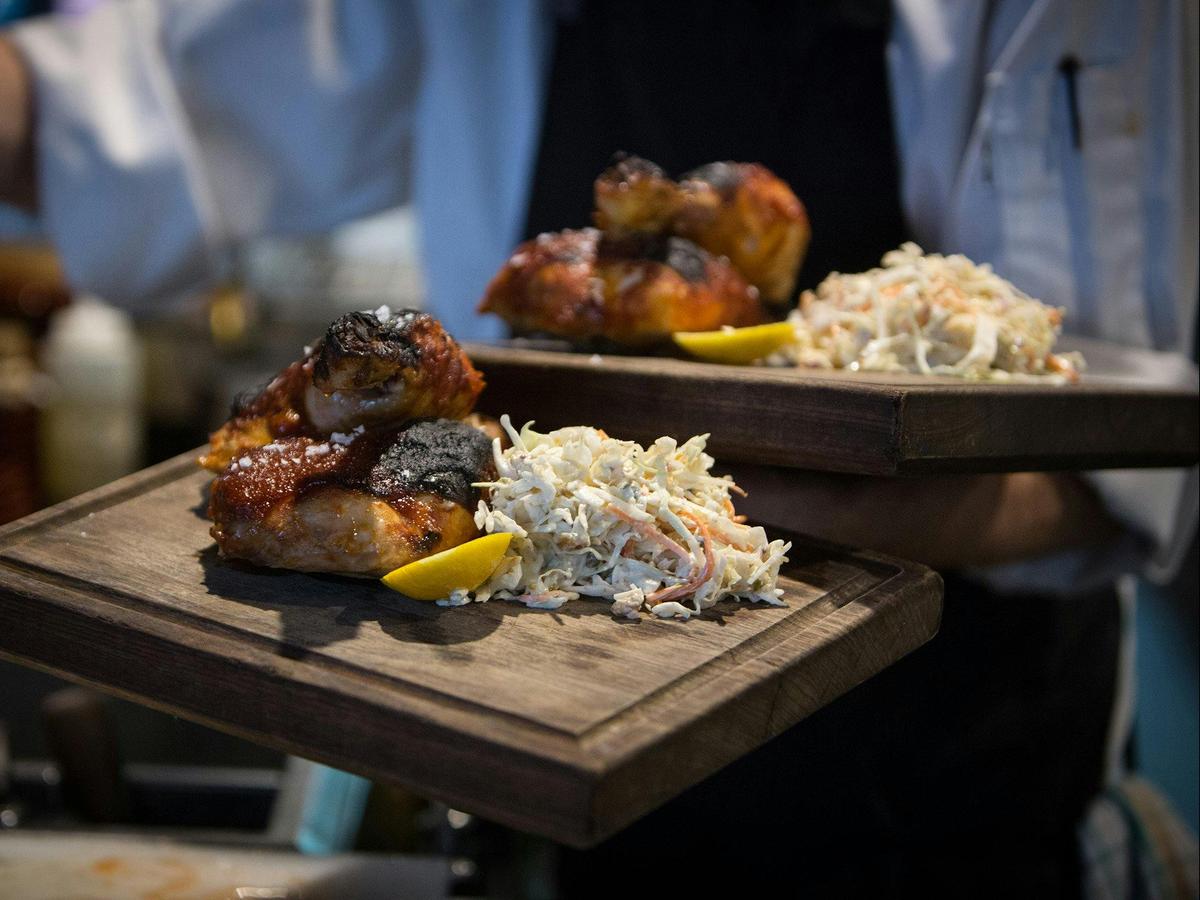 Food served on boards