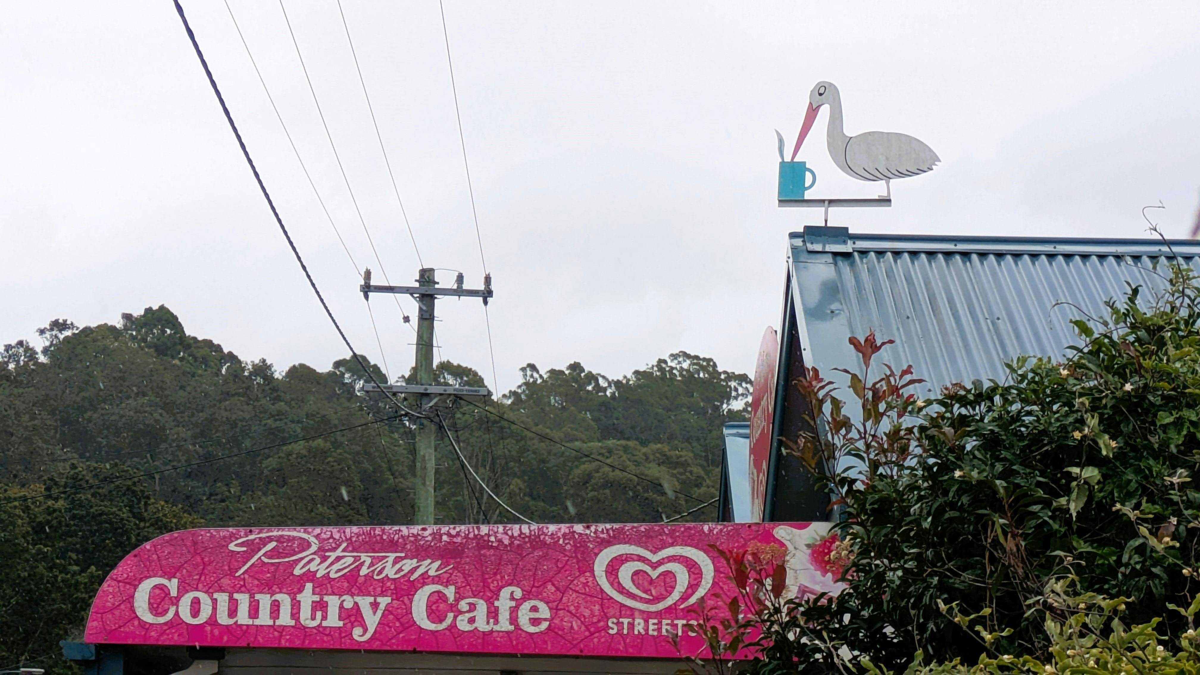 Pelicans of Paterson Sculpture by Bill 'Wallaby' Cummins at Paterson Country Cafe