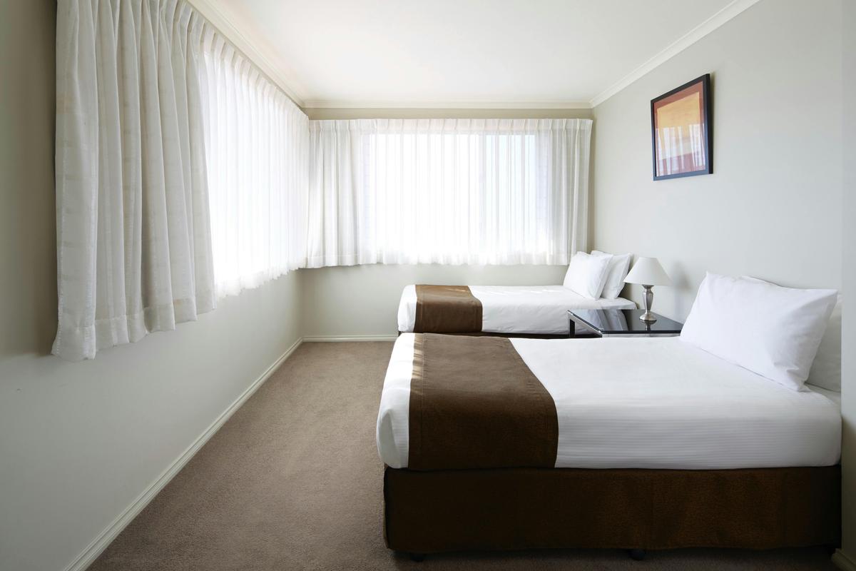 Twin beds in a room
