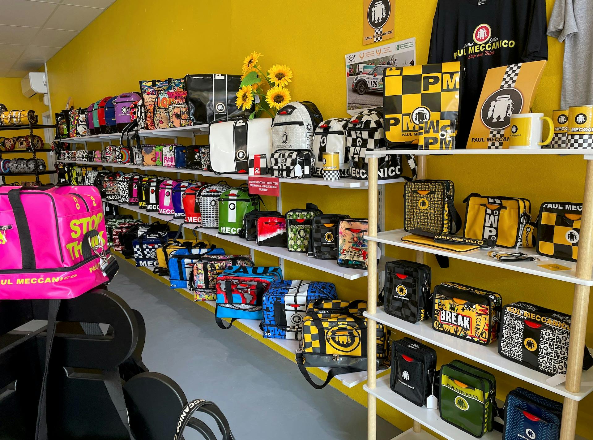 Wall featuring beautiful bags