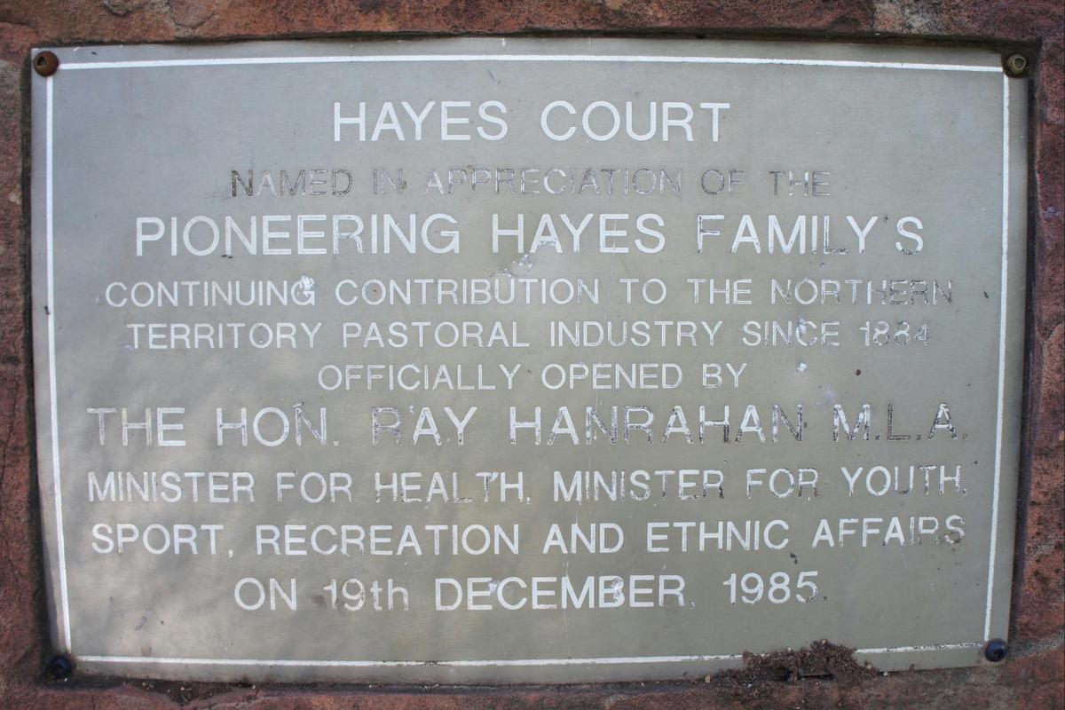 Tribute plaque to Hayes Family