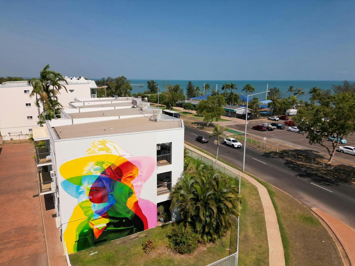 Irish artist 'Aches's stunning mural of local Indigenous artist, Denise Quall.