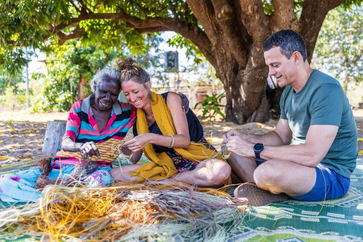 Weaving at Kakadu Billabong Safari Camp