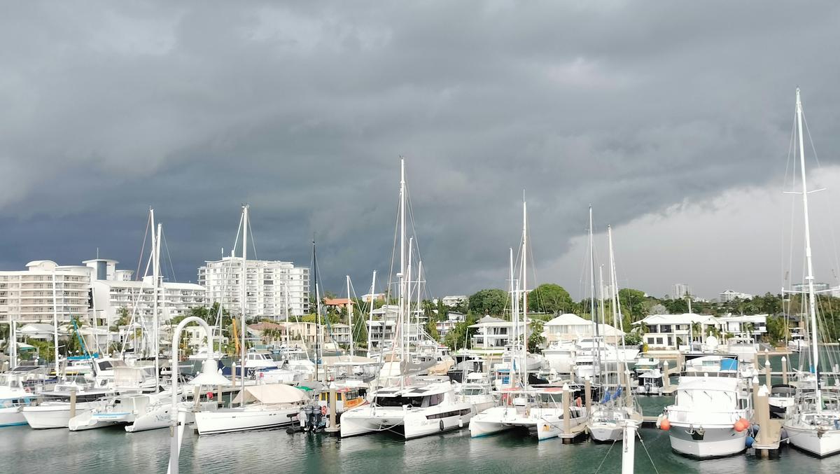 Storm clouds behind the Marina. In wet season the sky sometimes puts on amazing lightning shows.