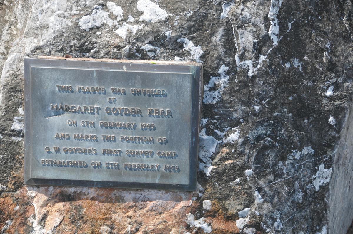 Historic plaque/marker of Goyder's first camp
