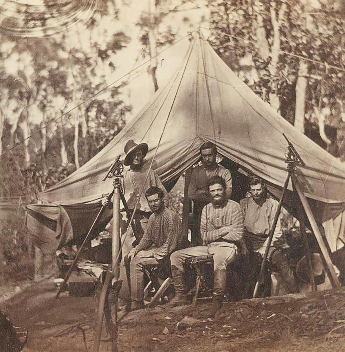 1869 - members of Goyder's survey party at their camp