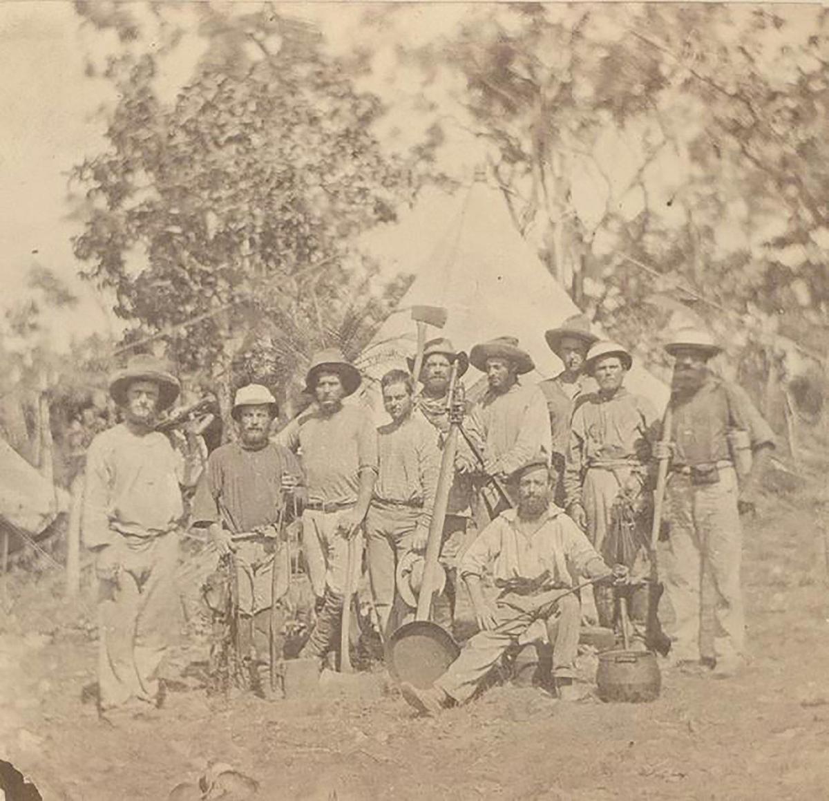 1869 - some members of Goyder's government survey party at their camp.