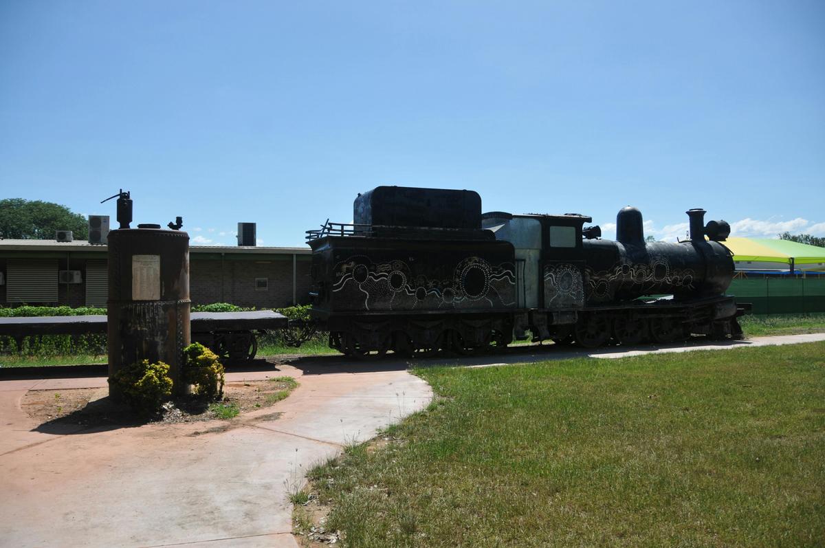 Steam traine & bioler with commemorative plaque
