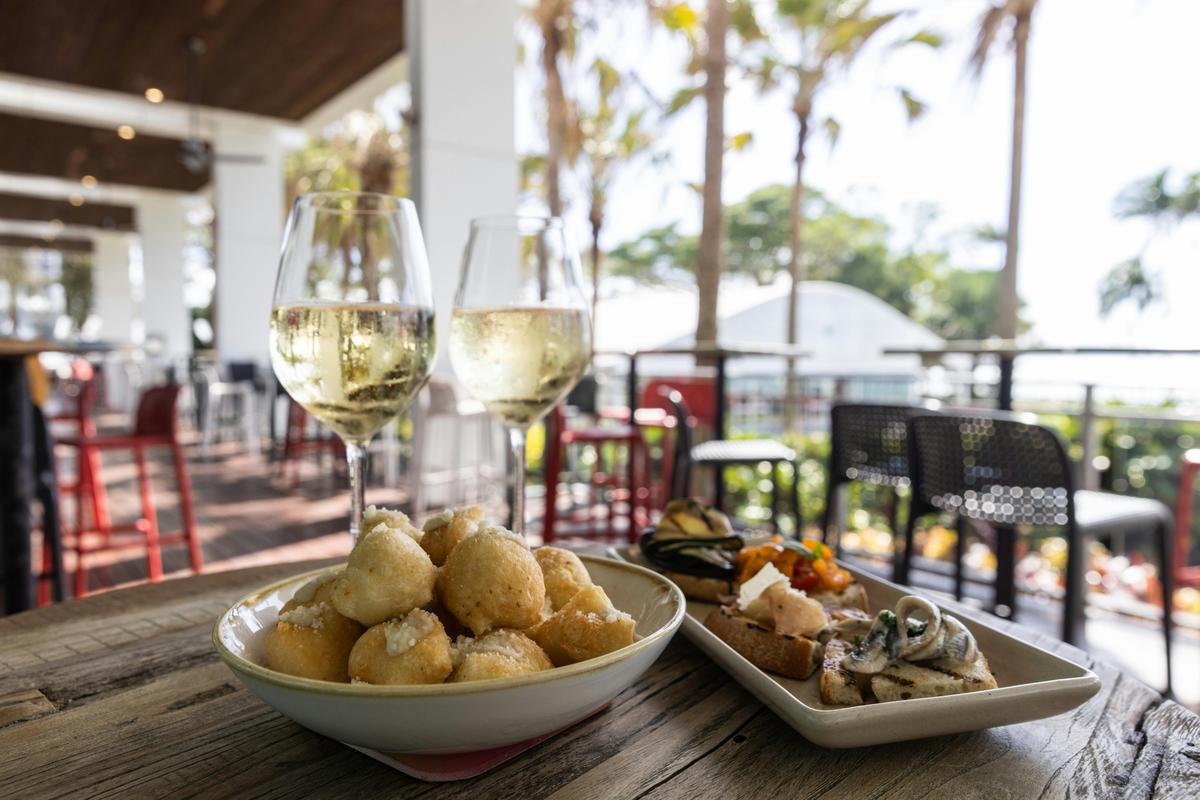 Wine and food on our deck