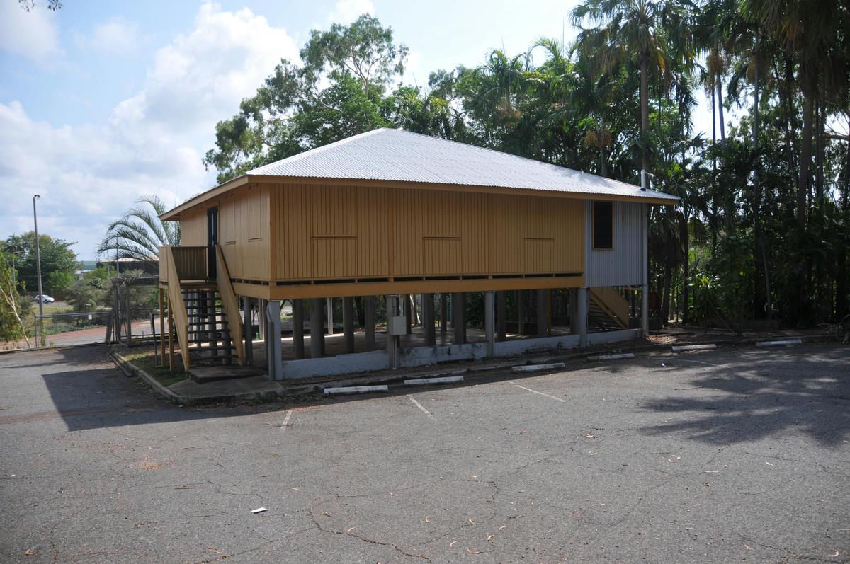 The historic former Railway House (now known as the Stella Maris Hostel) viewed from the carpark.
