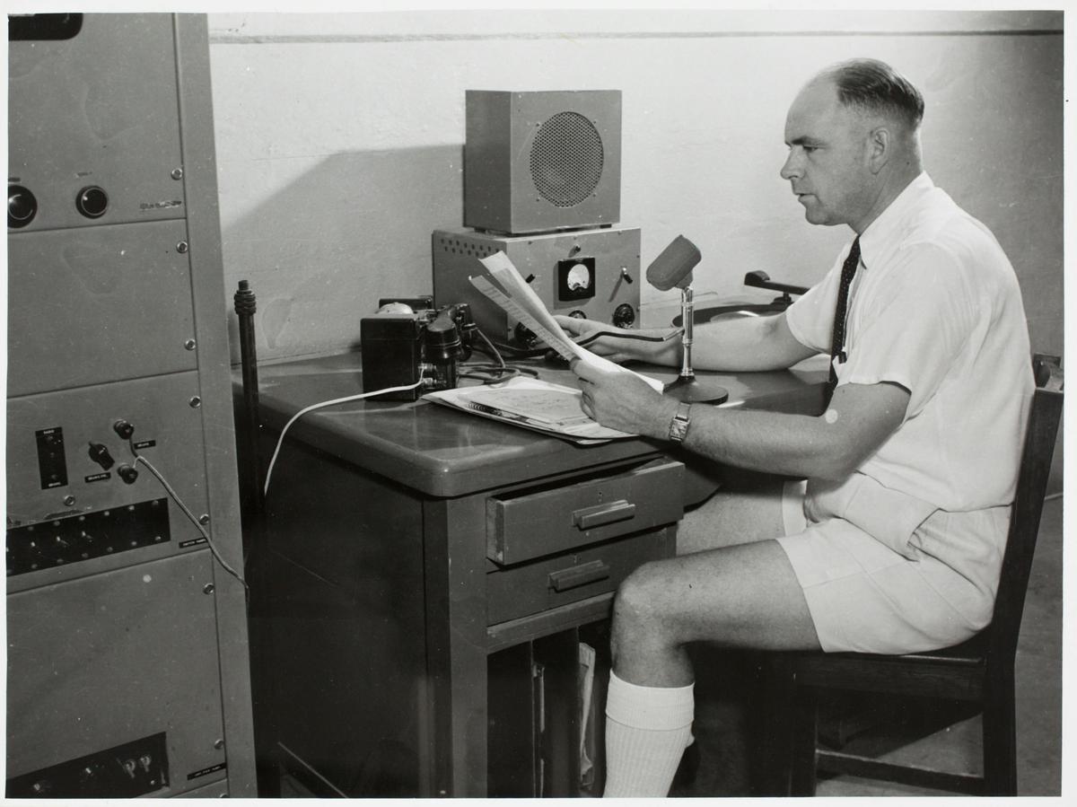 Teacher teaching students on radio
