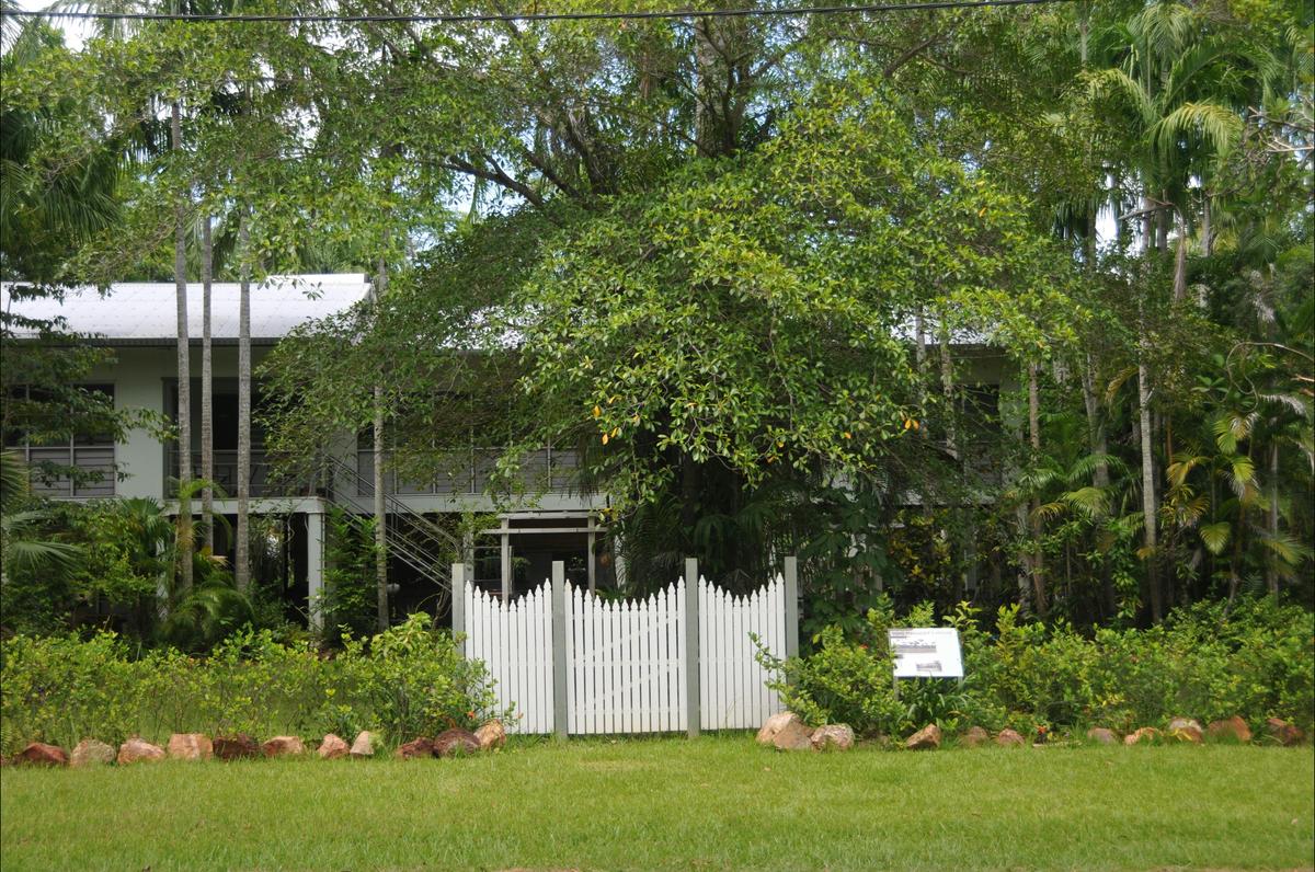 Interpretative area and observation area for the site marked by a section of timber slat fence.