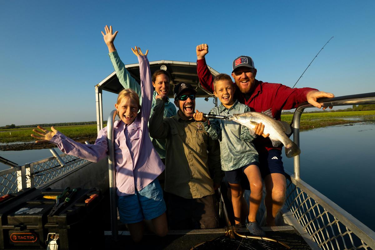 family fishing on Yellow Water Billabong