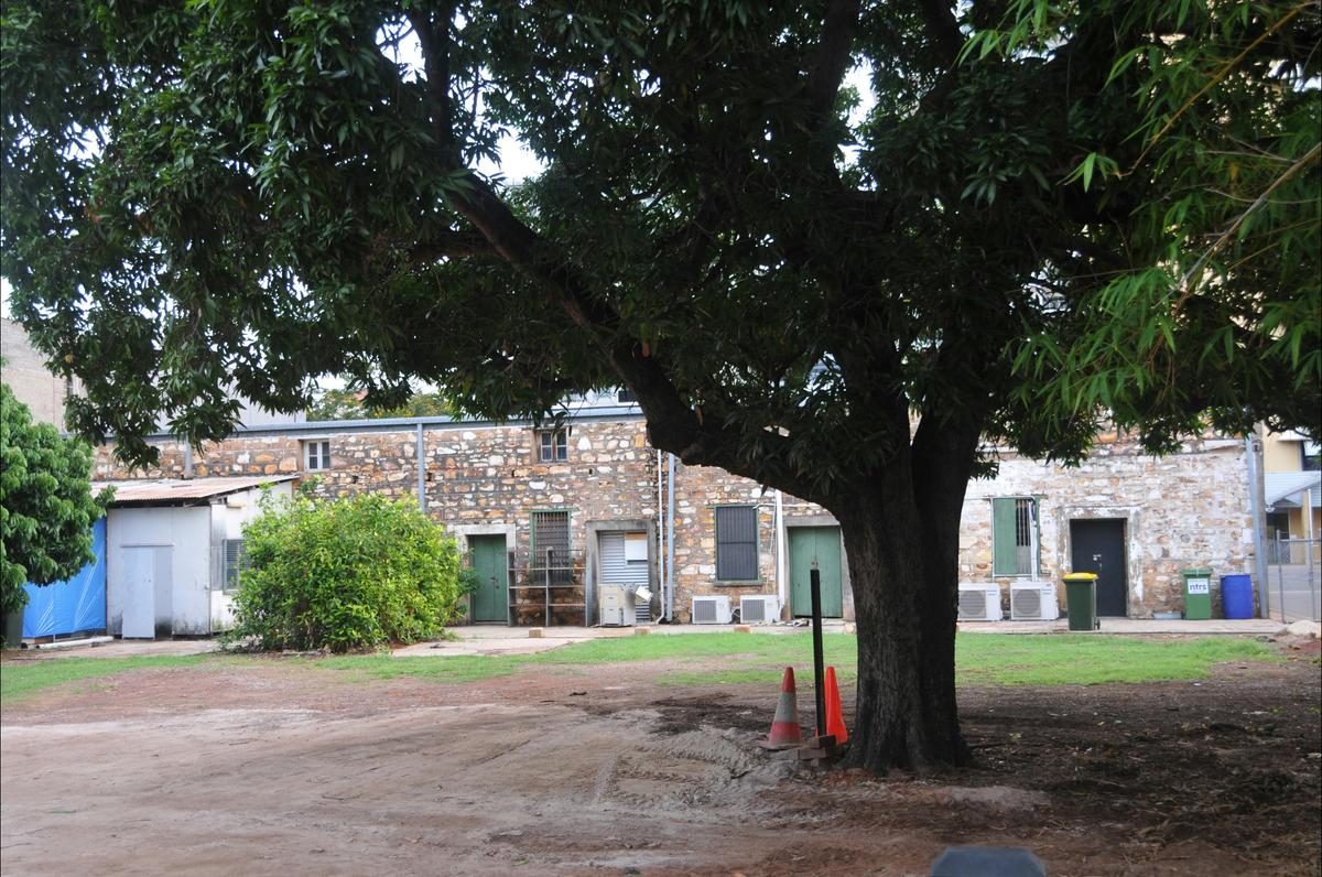 The rear of the building.  There is evidence of other structures fixed