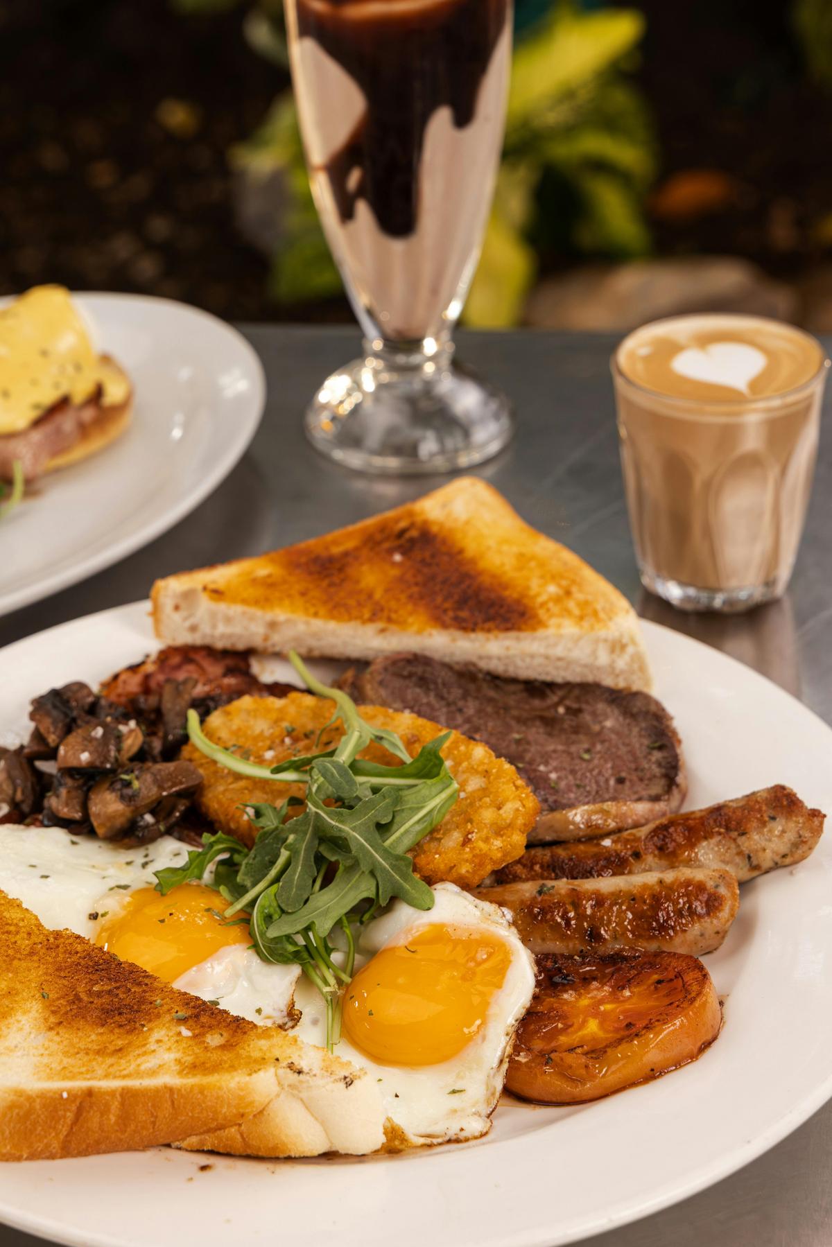 Big breakfast and latte