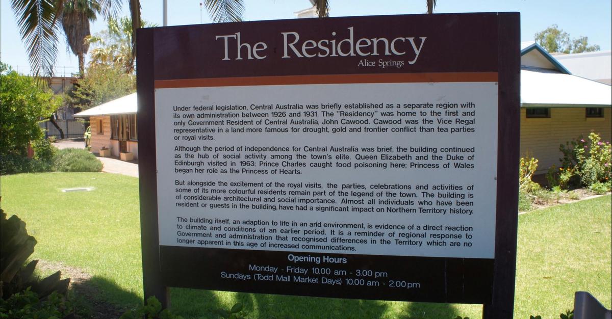 Detail of interpretive panel outside The Residency.
