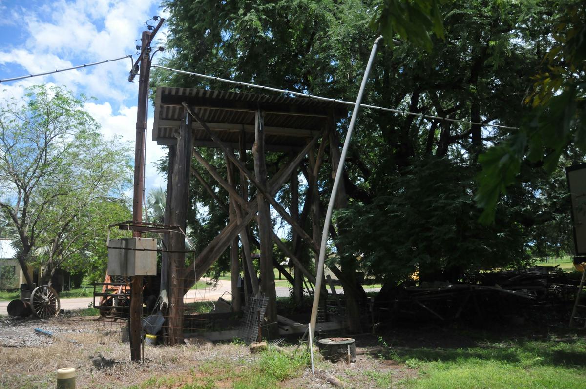 WWII timber framed water tank stand following conservation.