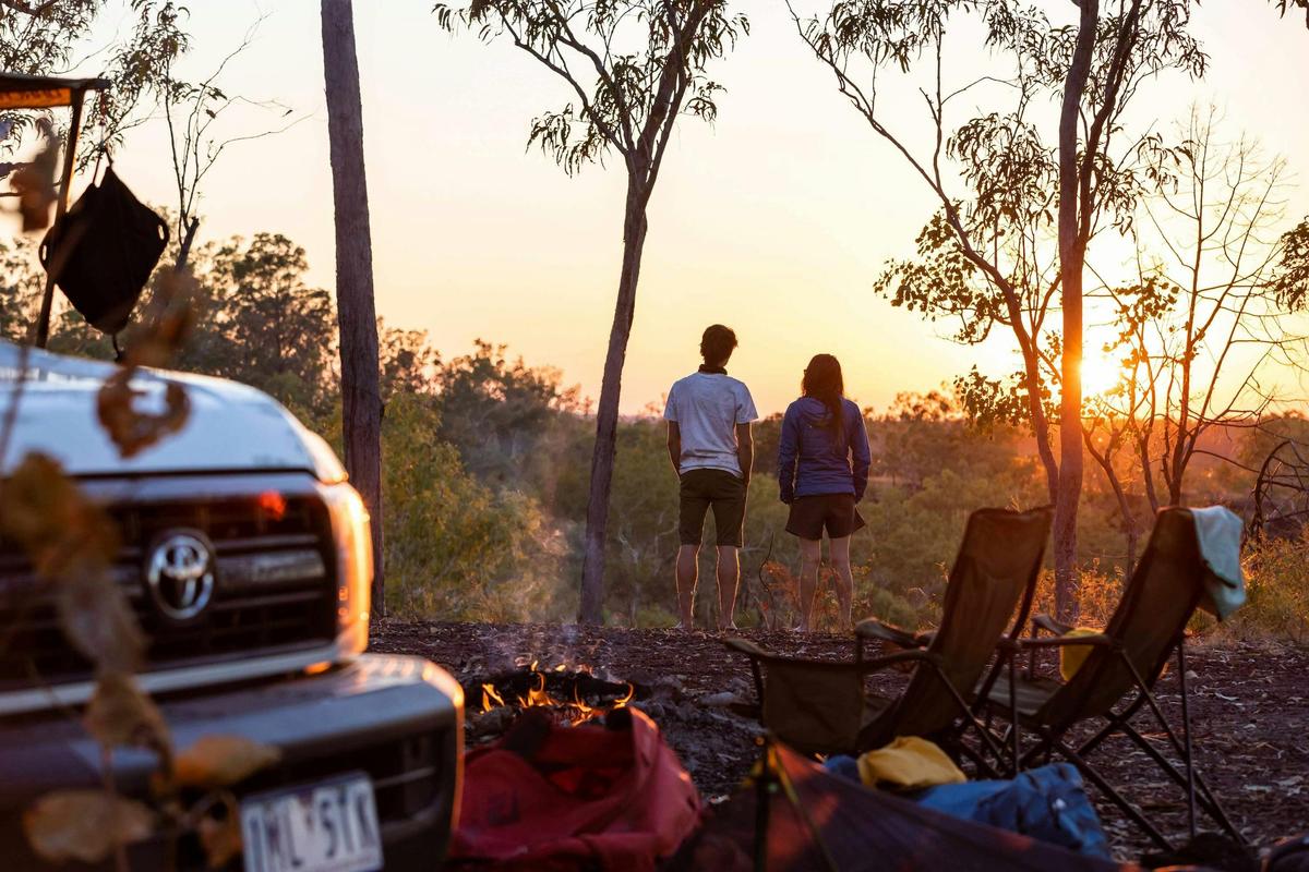 Visitors watching the sunrise while camping in Butterfly Gorge Nature Park