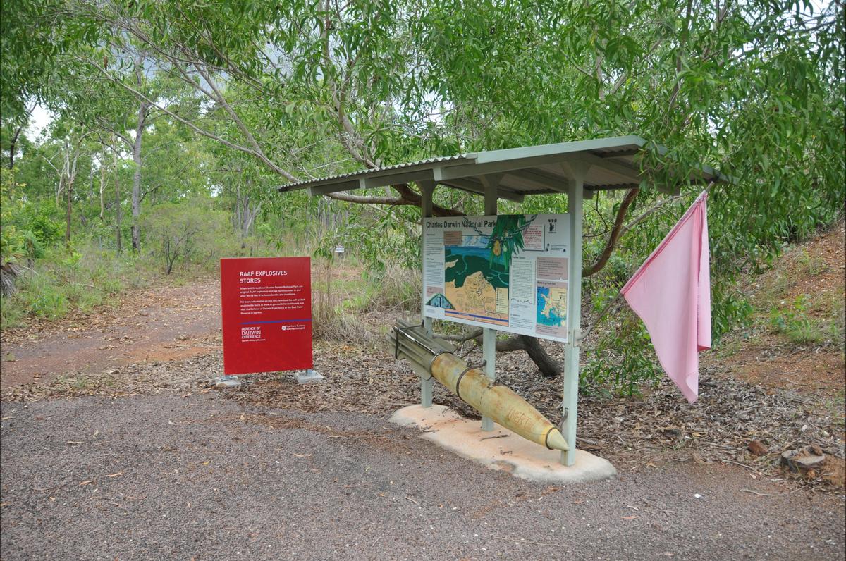 Identification signage and interpretive shelter to Stores.