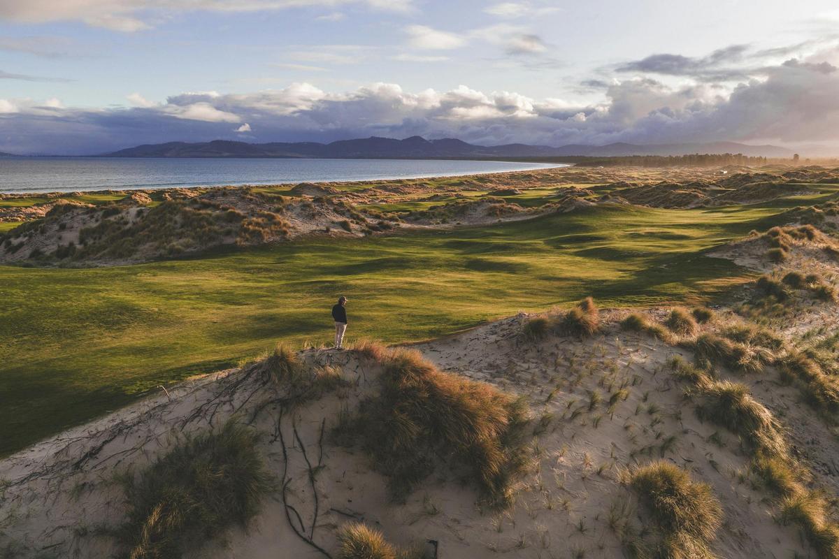 The South Course 4th hole with Mat Goggin inspecting the course