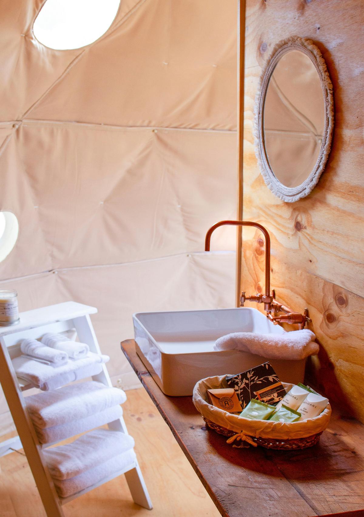 Your dome has its own en-suite with vanity, shower and state-of-the-art composting loo.