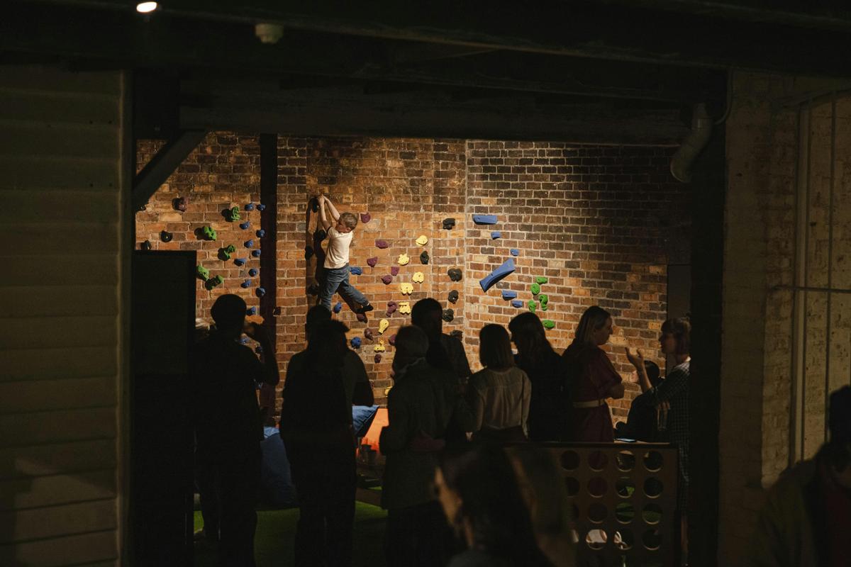 Climbing wall at night
