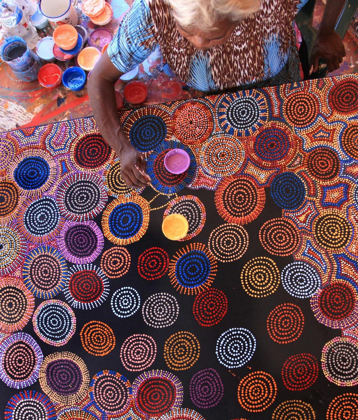 Tina Martin working on her Mushroom Dreaming