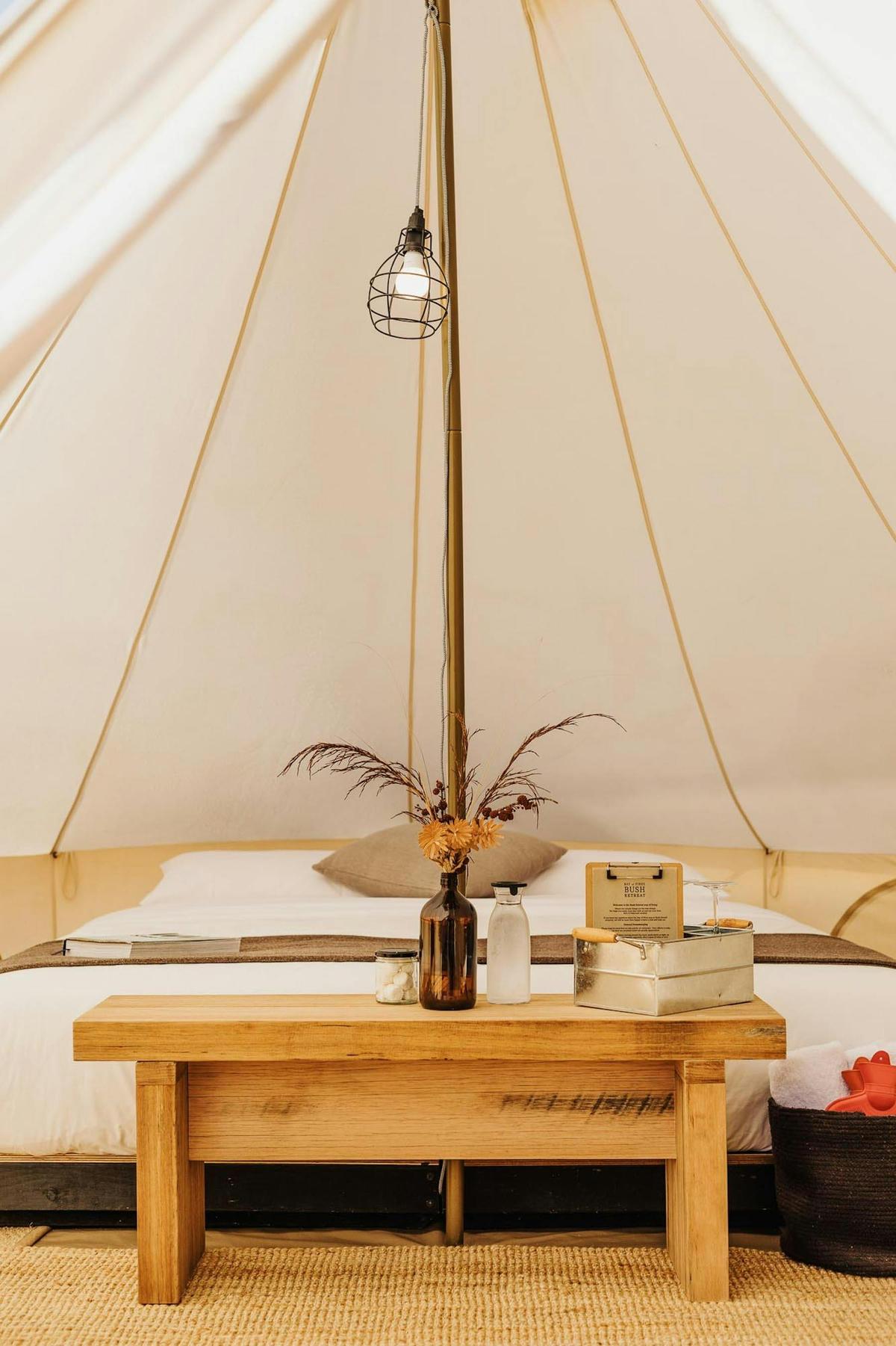 Inside our beautiful King Bell Tents