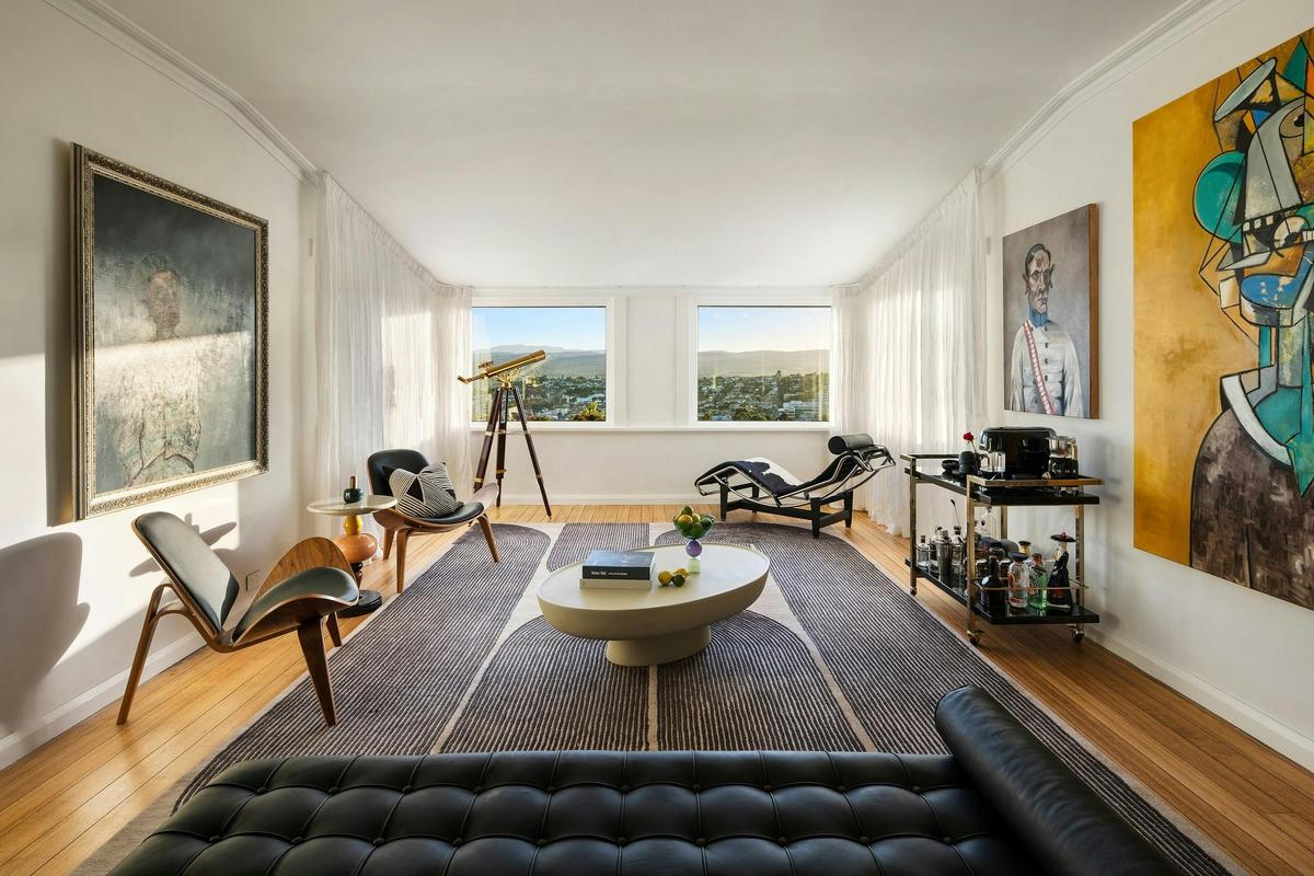 Upstairs living area with sweeping views of Launceston