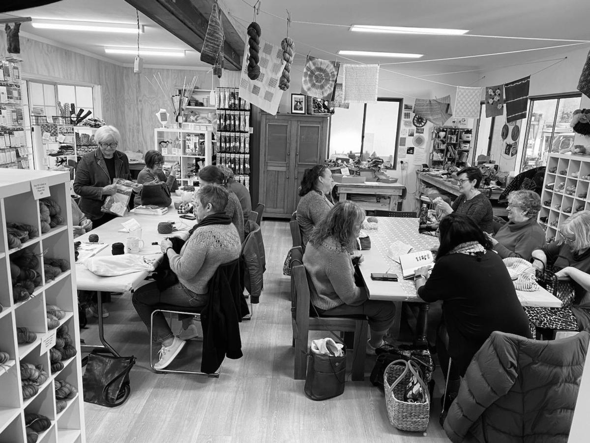 A social knitting event at Bombed Yarns studio