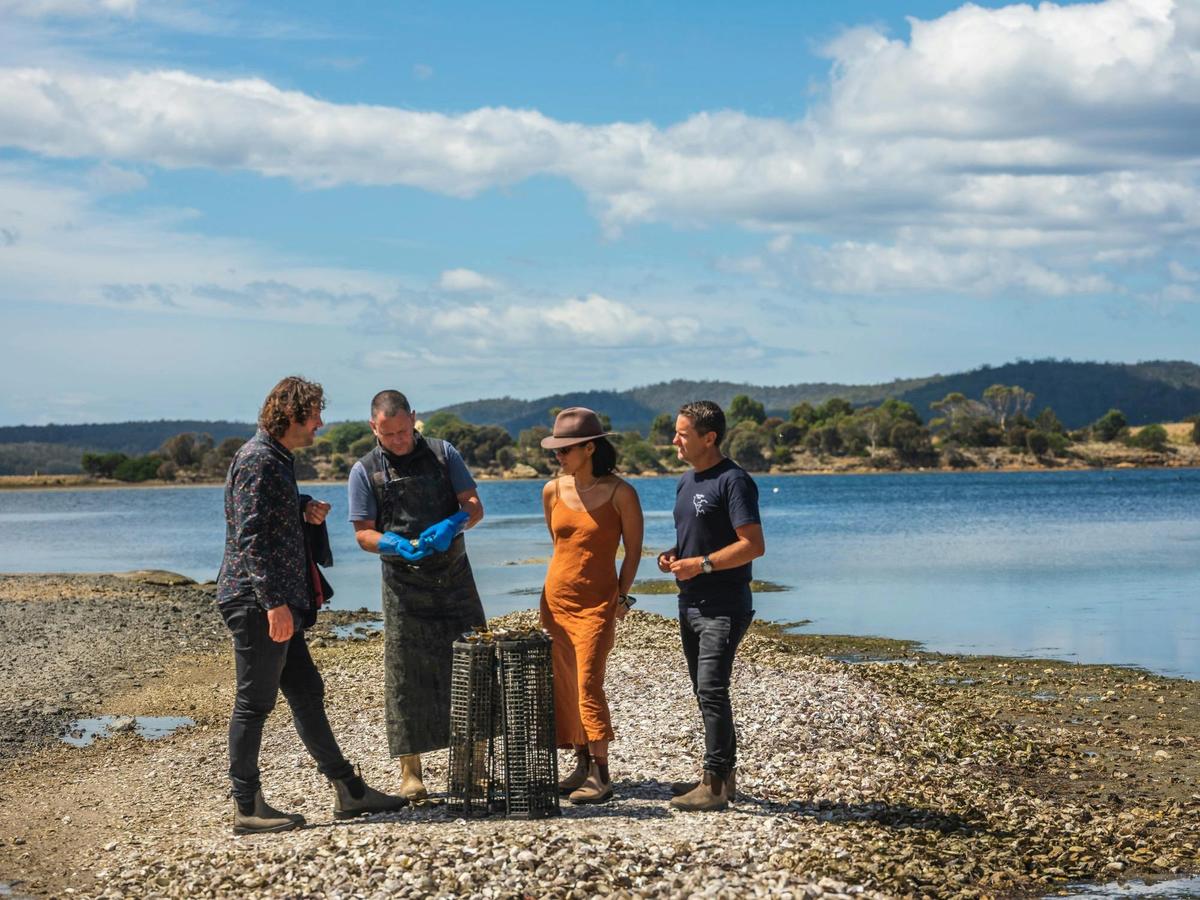 fresh tassie gold oyster shucking at the farm