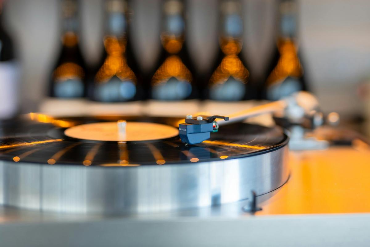 Record playing on a turntable